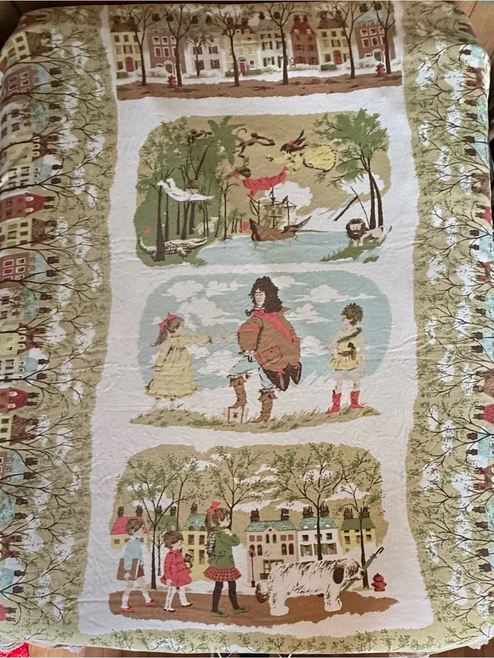 Fieldcrest Storybook Cotton Coverlet Peter Pan Vintage 1966